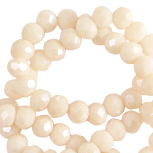 Top Facet kralen 4x3mm disc Pristine beige-pearl shine coating