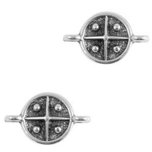 Bedels DQ metaal tussenstuk kruis 10mm Antiek zilver (nikkelvrij)