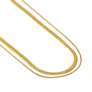Roestvrij stalen (RVS) Stainless steel kettingen 2 layer snake Goud