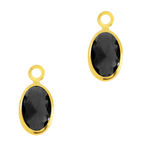 Hangers van crystal glas ovaal Jet black-gold