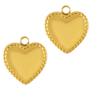 Roestvrij stalen (RVS) Stainless steel bedels hart Goud