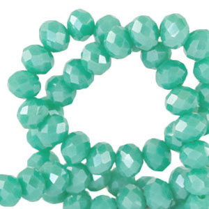 Top Facet kralen 4x3mm disc Erin green-pearl shine coating