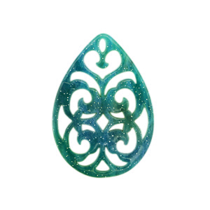 Resin hangers druppel barok 38x27mm Ocean green