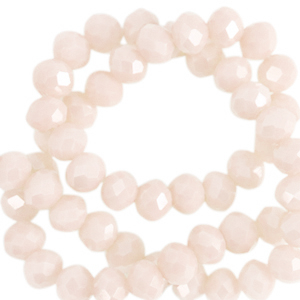 Top Facet kralen 4x3 mm disc Buttercream beige-pearl shine coating
