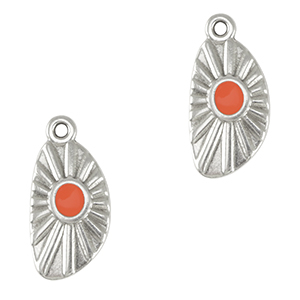 Bedels DQ metaal irregular Antiek zilver-coral red (nikkelvrij)