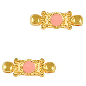 Bedels DQ metaal tussenstuk Goud-salmon pink (nikkelvrij)