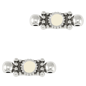 Bedels DQ metaal tussenstuk Antiek zilver-ivory white (nikkelvrij)