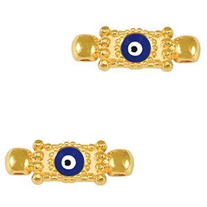 Bedels DQ metaal tussenstuk boze oog Goud-dark blue (nikkelvrij)