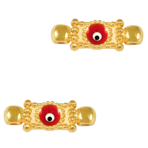 Bedels DQ metaal tussenstuk boze oog Goud-red (nikkelvrij)