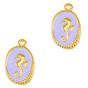 Bedels DQ metaal zeepaardje Goud-lavender purple (nikkelvrij)