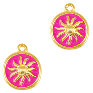 Bedels DQ metaal zon Goud-neon fuchsia pink (nikkelvrij)