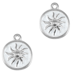 Bedels DQ metaal zon Antiek zilver-pearl white (nikkelvrij)