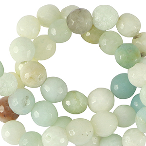 Natuursteen kralen chalcedoon (kwarts) 8mm facet geslepen Multicolour turquoise blue