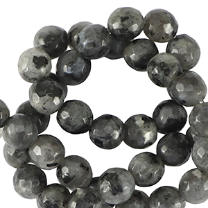 Natuursteen kralen labradoriet 4mm facet geslepen Anthracite black
