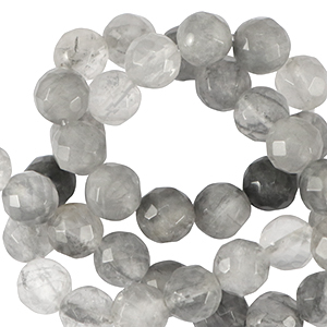 Natuursteen kralen 4mm facet geslepen Iced grey