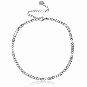 Roestvrij stalen (RVS) Stainless steel enkelbandjes schakel Zilver