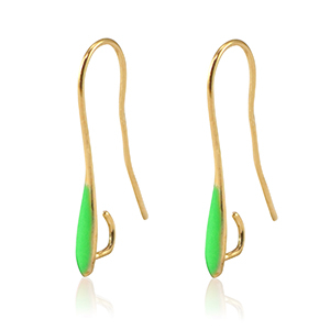 Onderdelen DQ metaal oorbellen / oorhangers Goud-neon green (nikkelvrij)