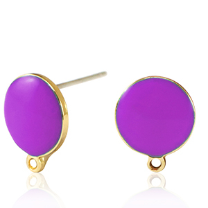 Onderdelen DQ metaal oorstekers Goud-purple (nikkelvrij)