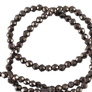 Top Facet kralen rond 2mm Black-pearl shine coating