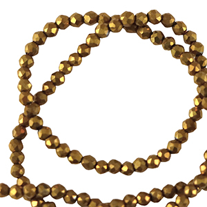 Top Facet kralen rond 2mm Antique gold metallic-pearl shine coating