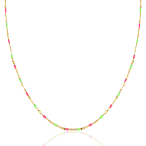 Roestvrij stalen (RVS) Stainless steel kettingen Neon pink-green-gold
