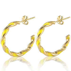 Roestvrij stalen (RVS) Stainless steel oorbellen Neon yellow-gold