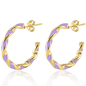 Roestvrij stalen (RVS) Stainless steel oorbellen Lilac-gold