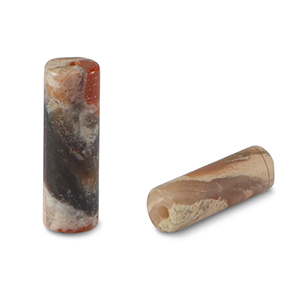 Natuursteen kralen marmer tubes Multicolour red-beige