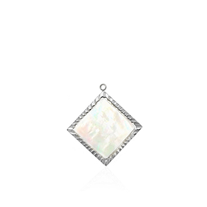 Roestvrij stalen (RVS) Stainless steel bedels schelp ruit Silver-white (natuurlijke kleur)