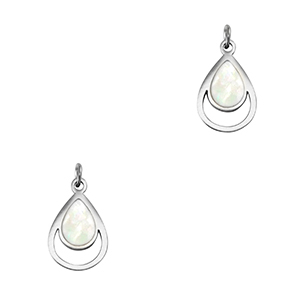 Roestvrij stalen (RVS) Stainless steel bedels schelp druppel Silver-white (natuurlijke kleur)