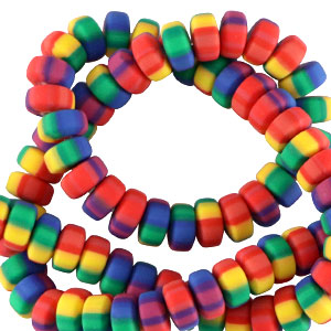 Polymeer kralen rondellen 7mm Multicolour rainbow