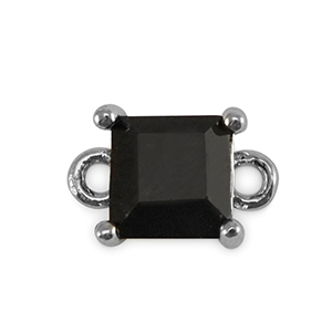 Tussenstukken van crystal glas vierkant Jet black-silver