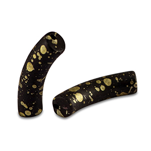 Acryl kralen tube matt Black-gold