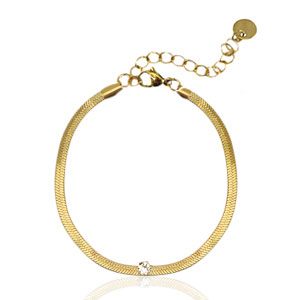 Roestvrij stalen (RVS) Stainless steel snake armbanden crystal Gold-crystal