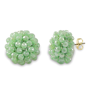 Top facet oorbellen met oogje Light green