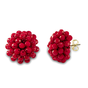 Top facet oorbellen met oogje Red