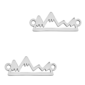 Roestvrij stalen (RVS) Stainless steel bedels tussenstuk mountain Silver