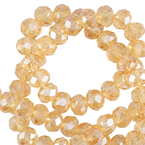 Top Facet kralen 8x6mm disc Marigold yellow-pearl shine coating