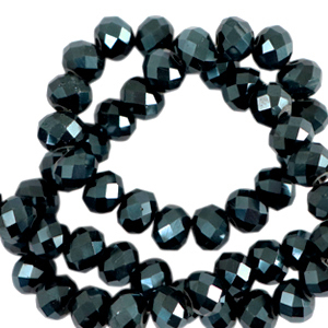 Top Facet kralen 4x3mm disc Forest green-pearl shine coating