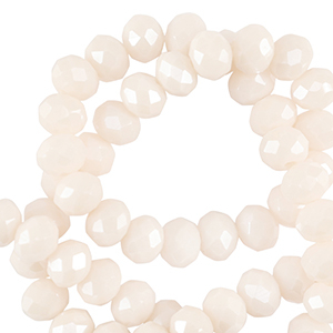 Top Facet kralen 3x2mm disc Vanilla white-pearl shine coating