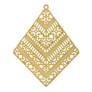 Roestvrij stalen (RVS) Stainless steel bedels bohemian ruit Gold