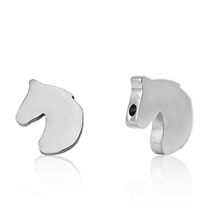 Roestvrij stalen (RVS) Stainless steel kralen paard Silver