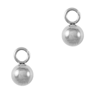 Roestvrij stalen (RVS) Stainless steel bedels bal 4mm Silver