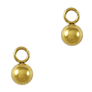 Roestvrij stalen (RVS) Stainless steel bedels bal 4mm Gold