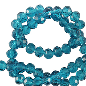 Top Facet kralen 4x3mm disc Teal blue