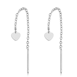 Roestvrij stalen (RVS) Stainless steel oorbellen hart Silver