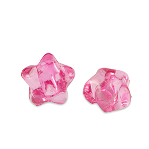 Acryl kralen ster Magenta pink transparent