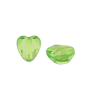 Acryl kralen hart Spring green transparent