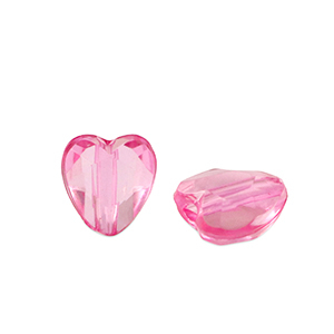 Acryl kralen hart Magenta pink transparent