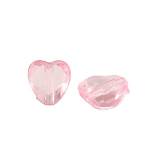 Acryl kralen hart Pink transparent